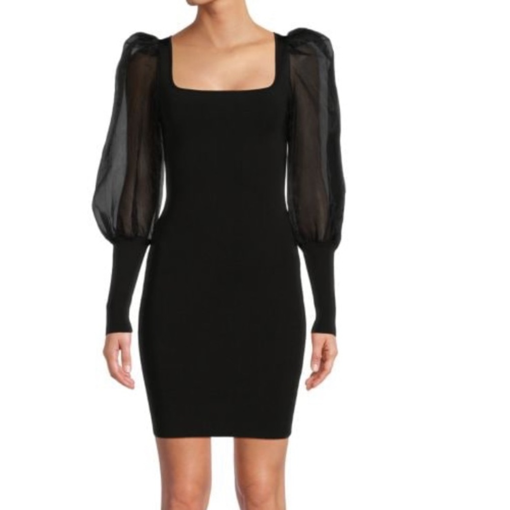 alice + olivia mini black bodycon dress